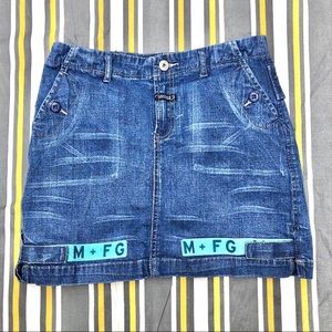 M + FG designer 90s mini blue jean skirt
